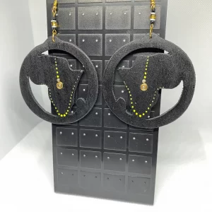 Black wooden earrings/African map earrings/Venus symbol earrings/Wooden Painted Earrings/hand painted earrings/Afrocentric earrings