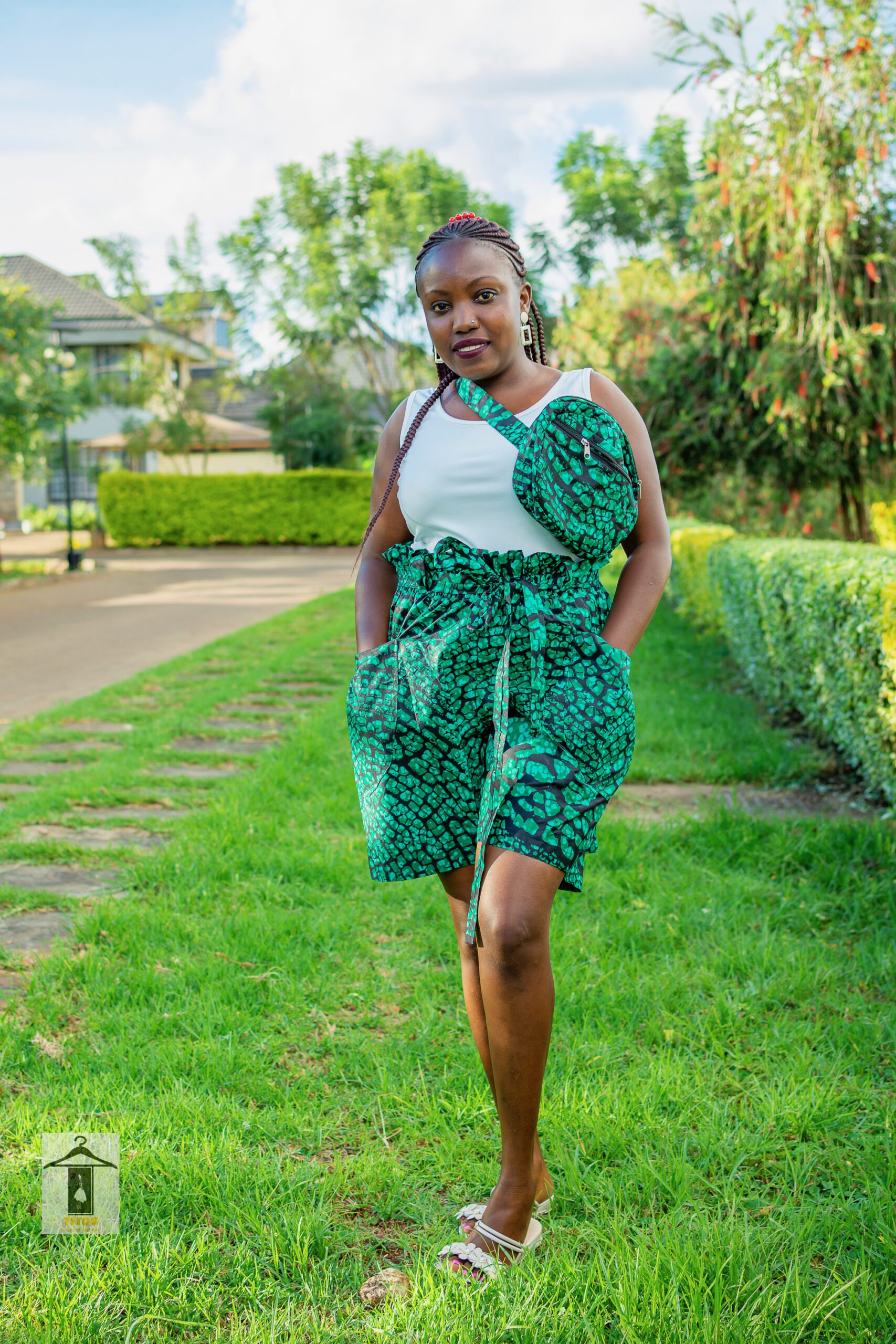 African Print Paperbag Waist shorts/Ankara shorts/Kente shorts - Image 2