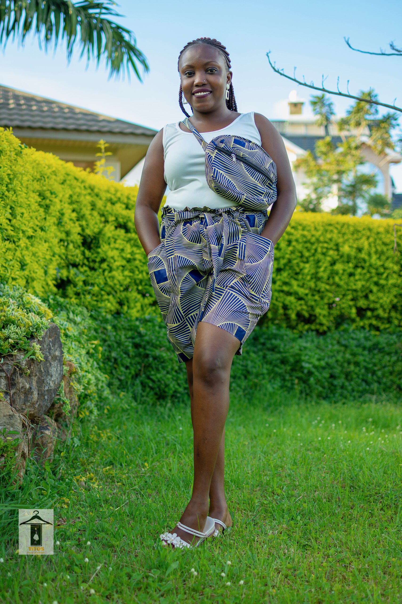 African Print Paperbag Waist shorts/Ankara shorts/Kente shorts - Image 2