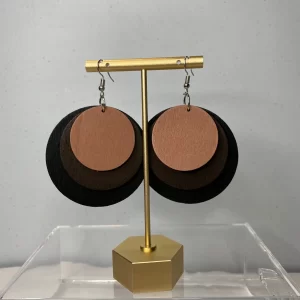 Brown wooden earrings/Brown circular earrings/Venus symbol earrings/Wooden Painted Earrings/hand painted earrings/Afrocentric earrings