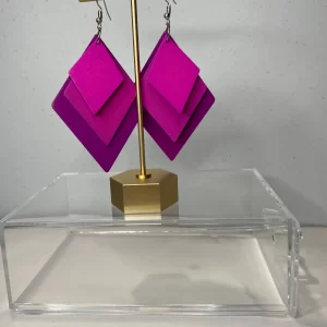 Pink wooden earrings/Pink Diamond shaped earrings/Venus symbol earrings/Wooden Painted Earrings/hand painted earrings/Afrocentric earrings