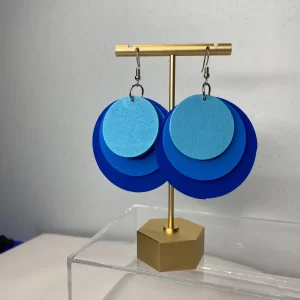 Blue wooden earrings/Blue circular earrings/Venus symbol earrings/Wooden Painted Earrings/hand painted earrings/Afrocentric earrings